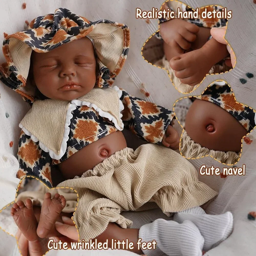 🆕12 inch Realistic Full Body Silicone Closed Eyes Newborn Daniel-Tan Baby Boy